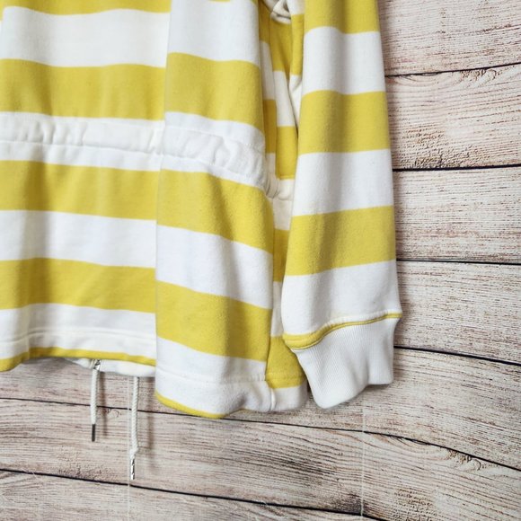 Anthropologie Maeve Elmira Yellow White Striped Jacket Sweater Size Small Pocket - Picture 16 of 16
